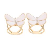 POPETPOP Lot de 2 Anneaux d'Écharpe en Alliage Orné de Cristaux Design Géométrique Ajouré Accessoires Décoratifs Blancs pour Foulards et Vêtements Maintien Sécurisé pour Usage Quotidien