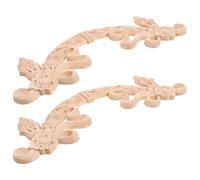 POPETPOP Lot de 2 Appliques Décoratives en Bois Sculpté 32X10 CM Incrustations Baroques pour Décoration de Meubles Portes et Placards Finition Naturelle Bois Style Européen Classique