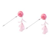 POPETPOP Lot de 2 Bâtons Interactifs pour Chat Pompon en Peluche Rose et Plumage, Jouets pour Chat Attirant L'attention, pour Jeu Intérieur des Chatons
