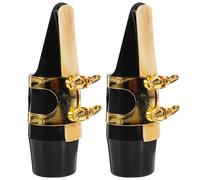 POPETPOP Lot de 2 becs de saxophone : bec professionnel pour saxophone alto et ligature dorée - Instrument de jazz classique pour musiciens, pour concerts en intérieur et en extérieur.
