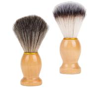 POPETPOP Lot de 2 Blaireaux de Rasage pour Hommes Fibres Douces en Nylon Manche en Bois Naturel Brosse à Raser Professionnelle pour Salon Rasage Manuel et Nettoyage du Visage Usage