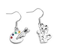 POPETPOP Lot de 2 Boucles D’Oreilles Pendantes de Pinceau D’Artiste Légères Alliage Inoxydable Présent Artistique pour Étudiants et Professeurs D’Art Usage Quotidien et Événements