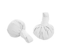 POPETPOP Lot de 2 Boules de Massage Spa Thaïlandaises Blanches en Herbes Naturelles, Compresses Chaudes pour Relaxation Musculaire, Moxibustion et Bien-être Corporel, Outil Énergétique