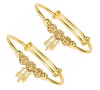 POPETPOP Lot de 2 Bracelets Joncs Attrape-Rêves en Métal Doré pour Femmes et Filles Bracelets à Breloques Légers Bijoux de Poignet Adaptés aux Occasions Décontractées et Formelles