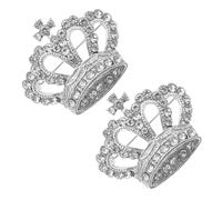 POPETPOP Lot de 2 Broches Couronne avec Pierres Brillantes 4x3 Cm, Épingles Décoratives en Alliage Résistantes, Accessoires Élégants pour Femmes, pour Mariage, Cérémonie et Tenues Festives