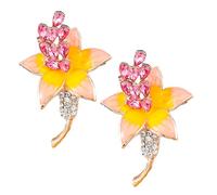 POPETPOP Lot de 2 Broches pour Femme en Alliage Forme Fleur avec Cristaux Épingle Métal Légère et Résistante Décoration Chic pour Vêtement Paquet à Dos ou Châle Accessoire Bijou