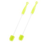 POPETPOP Lot de 2 Brosses à Bouteille Ménagère Vertes Manche Long, Goupillon Flexible pour Nettoyage des Biberons et Bouteilles à Col Étroit, pour Maison Cuisine, Séchage Rapide