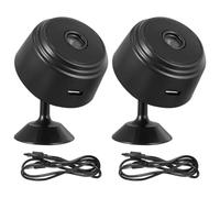 POPETPOP Lot de 2 Caméras WiFi de Surveillance Domestique Mini, Vision Nocturne Infrarouge, de Mouvement, Intérieure Compacte Noire pour Maison Connectée