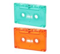POPETPOP Lot de 2 Cassettes Audio Vierges Rétro Transparentes Vert Clair et Rouge Boîtes de Rangement Vintage pour Décoration Musicale Accessoires Polyvalents pour Fêtes et