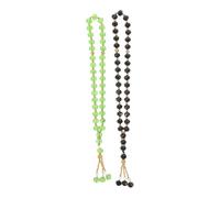 POPETPOP Lot de 2 Chapelets de Prière Musulmans Tasbih 33 Perles en Cristal Verre Couleurs Noir et Vert Chapelet Traditionnel Portable pour Contemplation Prières à la Maison Voyage
