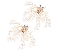 POPETPOP Lot de 2 Clips à Chaussures Décoratifs en Cristaux et Perles Couleur Dorée Accessoires Amovibles pour Mariage Bal ou Banquet