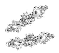 POPETPOP Lot de 2 Clips à Chaussures en Cristaux Argentés Breloques Décoratives Élégantes pour Chaussures Femme Accessoires Mode Brillants pour Mariage et Soirées Décoration