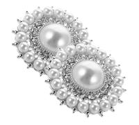 POPETPOP Lot de 2 Clips Décoratifs Amovibles en Métal Blanc pour Chaussures à Talons et Escarpins Ornés de Perles Imitation et Cristaux Accessoires Élégants Polyvalents pour Mariage et