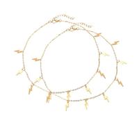 POPETPOP Lot de 2 Colliers Pendentif Éclairs en Alliage de Zinc, Chaîne Ras du Cou Ajustable Vintage Créative, Collier pour Femmes et Filles, Accessoire Bijouterie Polyvalent pour Toutes
