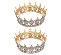 POPETPOP Lot de 2 Couronnes de Mariée Dorées Strass de Goutte D’Eau Diadèmes de Princesse pour Mariage et Accessoires de Coiffure Élégants pour Cérémonie et Bal