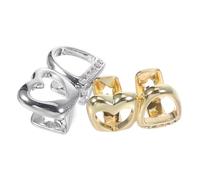 POPETPOP Lot de 2 Couronnes Dentaires Ornées de Cœur Couronnes Dentaires Dorées et Argentées Légères Accessoires Hip-Hop pour Cosplay Fêtes et Halloween Unisexes