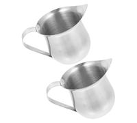 POPETPOP Lot de 2 Crémier en Acier Inoxydable 60 Ml Bec Verseur de Précision Pichet à Café Portable pour Camping et Latte Art Mini Pot Lait Inox Multifonction pour Expresso et Cappuccino