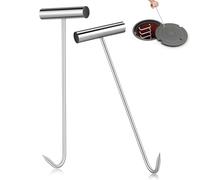 POPETPOP Lot de 2 Crochets de Levage Lourds en Acier Inoxydable 30 Cm Poignée en T Antidérapante pour Plaques D'égout, Lève-couvercles Robustes Compatibles Regards Standard, Outil