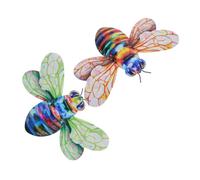 POPETPOP Lot de 2 Décorations Murales Abeille en Fer Forgé Coloré Décoration Suspendue pour Jardin et Patio Art Mural Abeille Ailes Vertes et Oranges