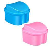 POPETPOP Lot de 2 Étuis à Prothèses Dentaires Portables Réutilisables Matériau Format Voyage Accessoire Pratique pour Prothèses Dentaires Couvercle Étanche Récipient de Stockage
