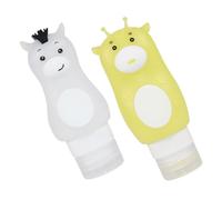 POPETPOP Lot de 2 Flacons de Lotion et Shampoing Souples 90ml Long Cou 70ml Petit Cheval, Distributeurs Portables Rechargeables pour Voyage en Plein Air, Cosmétiques, Soins Personnels