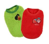 POPETPOP Lot de 2 Gilets pour Lapin et Petit Animal en Flanelle Taille XS Couleurs Avocat et Rouge Fraise Vêtements Lavables Résistants à L’Usure Confortables et Adaptés aux Animaux
