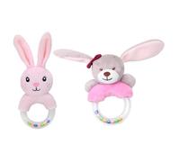 POPETPOP Lot de 2 Hochets Anneaux en Peluche Rose D'animaux, Léger et Conçu pour Développer la Préhension des Bébés Lors des Anniversaires et Baby Showers