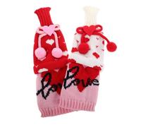 POPETPOP Lot de 2 Housses Tricotées pour Bouteille de Vin en Peluche Rouge et Blanche Décoration Isotherme Festive pour Saint-Valentin Mariage et Dîner Romantique Accessoires Décoratifs