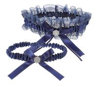 POPETPOP Lot de 2 Jarretières en Dentelle Délicate Bleu Marine pour Mariée Réglables et Confortables Accessoires de Mariage Élégants pour Jour de Noces et Cérémonie