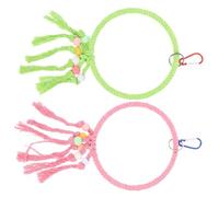 POPETPOP Lot De 2 Jouets Suspendus pour Oiseaux Corde en Coton, Grandes Balançoires Colorées Rose Et Verte, Hamac Solide pour Perruches, Conures Et Perroquets Domestiques en Cage