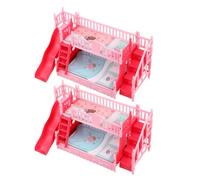 POPETPOP Lot de 2 Lits superposés pour Maison de poupée : Meubles Miniatures, Lits Doubles avec escaliers et toboggans, Accessoires de Chambre pour Jeux de rôle, décoration d'intérieur pour