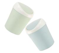 POPETPOP Lot de 2 Mini Poubelles de Table en Plastique Abs avec Couvercle Basculant, Design Moderne et Compact, pour Bureau et Coiffeuse, Mobilité Facile et Usage Polyvalent