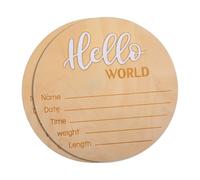 POPETPOP Lot de 2 Panneaux Ronds D'annonce de Naissance pour Bébé, Bois Naturel, Décor Photo Naissance, Texte Personnalisable, Usage Hôpital et Baby Shower, Pancartes Prénom -né