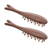 POPETPOP Lot de 2 Peignes de Massage en Bois de Santal Doré Peignes Ovales Forme Baleine à 22 Dents Brosse Démêlante Manuelle pour Cuir Chevelu et Soin Capillaire Naturel Usage