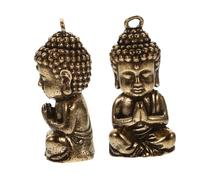 POPETPOP Lot De 2 Pendentifs Bouddha En Laiton Doré, Miniature, Accessoire Porte-clés Et Breloque Bracelet, Couleur Bronze Antique, Décoration Artisanale Diy, Présent Fête Des Mères Et Noël