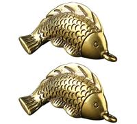 POPETPOP Lot de 2 Pendentifs Carpe en Laiton, Breloques Suspendues pour Porte-clés et Ornement de Paquet, Accessoires Légers DIY pour Bijoux et Décorations Artisanales, Charme Chance