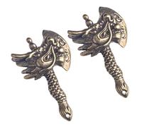 POPETPOP Lot de 2 Pendentifs Porte-Clés Vintage en Laiton Rétro Formes Créatives Dragon et Hache Accessoires DIY pour Bijoux Décoration Artisanale et Présents Personnalisés