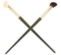 POPETPOP Lot de 2 Pinceaux à Ombrer le Nez, Semi-ventilés, Manches en Bois Vert, Poils Noirs et Blancs, Outils de Maquillage Portables pour Contour Précis du Nez, Usage Féminin,