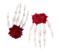 POPETPOP Lot De 2 Pinces à Cheveux Roses Grandes Tête De Mort Style Punk Gothique Accessoire Halloween Pour Femmes Décorations Cheveux Fête Rouge Et Rouge Petite Fleur