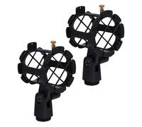 POPETPOP Lot de 2 Pinces Anti-Vibration pour Microphone à Condensateur Support Antichoc Noir Compact à Suspendre pour Studio Podcasting et Enregistrements Professionnels