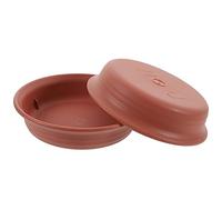 POPETPOP Lot De 2 Plateaux à Plantes en Résine Ronde Marron Foncé 14 Cm pour Drainage Intérieur Et Extérieur, Bac à Eau pour Pots Profond, Soucoupes Stabilisantes pour Petits Pots Et Cultures