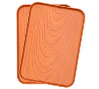 POPETPOP Lot de 2 Plateaux de Service Imitation Bois Brun Moyen, Plastique Réutilisable, Rectangulaires 30,5 X 22 Cm, Grand Plateau Pratique Multifonction pour Café, Fruits et Réutilisable