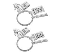 POPETPOP Lot de 2 Porte-Clés Enseignants en Métal avec Pendentifs Calculatrice et Livre Porte-Clés Règle pour Paquet à Dos Présent Prof Maths Accessoire Solide pour Remerciement et