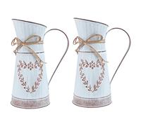 POPETPOP Lot De 2 Seaux à Fleurs en Fer Vintage Grand Modèle pour Décoration Intérieure Et Extérieure, Jardinières Multifonctions en Métal Cœur, Pots à Fleurs Décoratifs pour Salon Et Jardin