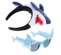 POPETPOP Lot de 2 Serrage-Têtes de Requin Lunettes de Requin en Plastique et Tissu Accessoires de Fête pour Déguisement et Photomaton pour Piscine Parc Marin et Fêtes à Thème