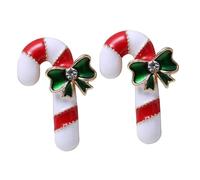 POPETPOP Lot de 2 set de Broches de Noël Créatives de Bâton de Marche avec Cristaux Colorés Blanc Rouge et Vert Accessoires Festifs pour Manteaux Pulls et Paquet Pince à Broche
