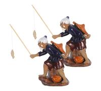 POPETPOP Lot De 2 Statues De Pêcheur, Accessoires De Chinois Vintage, Ornement De Table De Sable, Micro Sculpture De Jardin Féérique pour Aquarium Et Terrarium