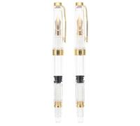 POPETPOP Lot de 2 Stylos-Plumage à Piston Transparents Pointe Standard et Pointe en Métal Écriture Fluide et Résistante à L'Usure Stylos d'Entraînement à L'Écriture pour Étudiants et