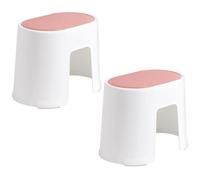 POPETPOP Lot de 2 Tabourets de Toilette Antidérapants en Plastique Blanc et Rouge Brique Petite Taille Repose-Pieds Ergonomique pour Salle de Bain Bureau et Usage Quotidien Marchepied