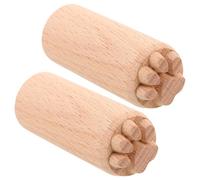 POPETPOP Lot de 2 Tampons à Biscuits en Bois Naturel Empreinte de Patte, Poli Main, sans Bavure, pour Pâtisserie et Shortbread, Sûrs pour Contact Alimentaire Direct